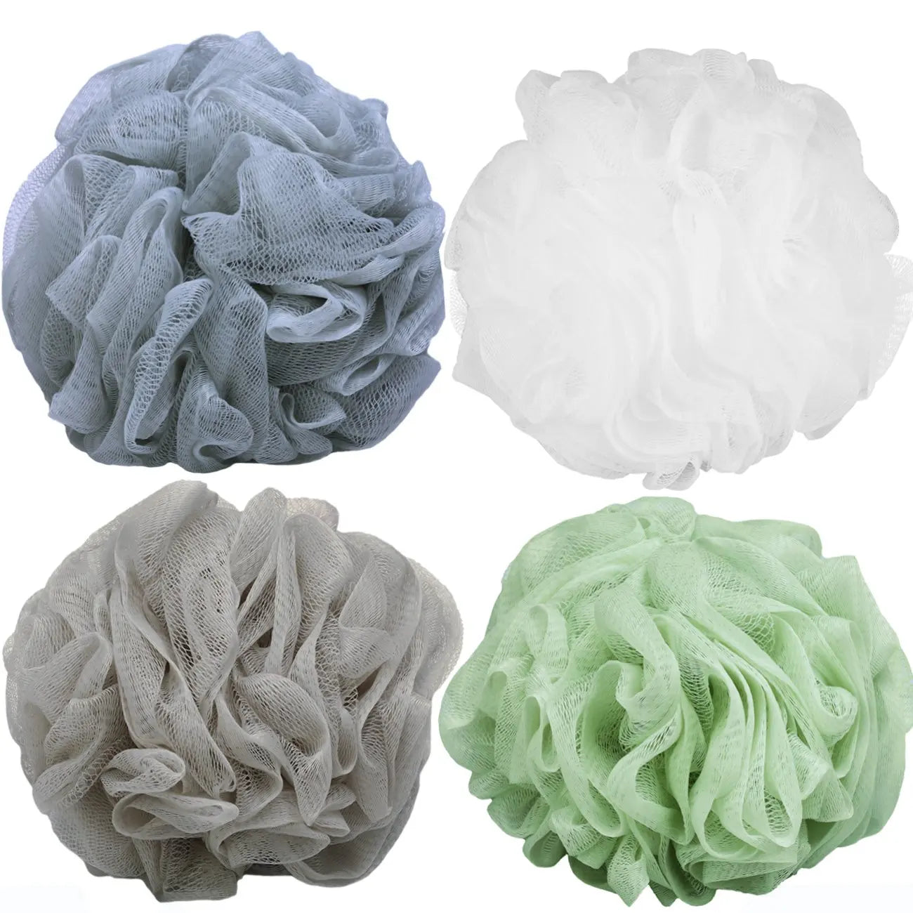 Eco-Friendly GRS Recycled PET Organic Natural Exfoliating Mesh Brush Pouf Soothe Skin Bubble Pouf Loofah Shower Bath Sponge