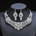Luxury Bride 2-piece Jewelry Set Stylish Elegant Flower Leaf Necklace Earrings Vintage Accessories