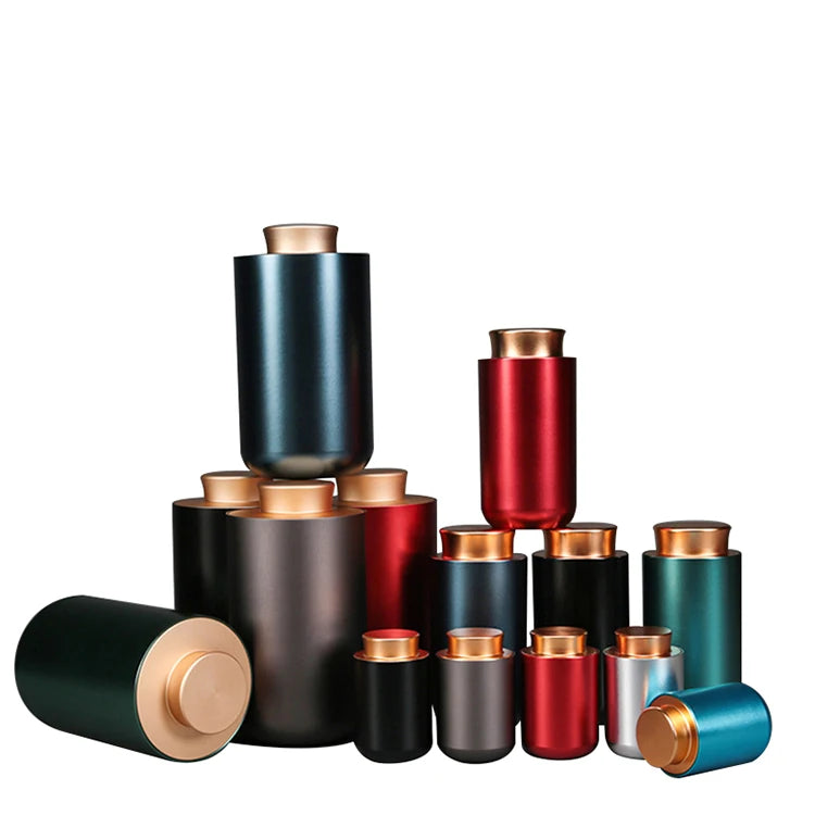 Tea Storage Tins Container Custom Storage Aluminum Alloy Small Capacity Packaging Round Sealed Metal Box Coffee Portable Travel