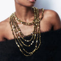 2025 New Arrival Vintage Retro Fashion Trend Multi-layer Luxury Design Alloy Long Necklace Multi Layer Beaded Pendant Necklaces