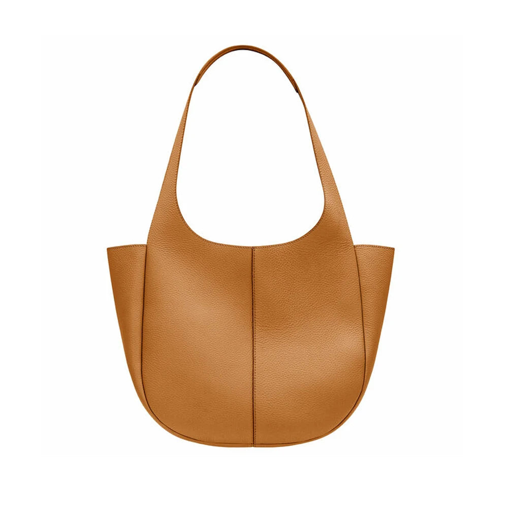 Handmade Custom Logo Luxury Solid Color Portable Genuine Leather England Style Open Tote Bag Women's Soft Handles Shoulder Bag