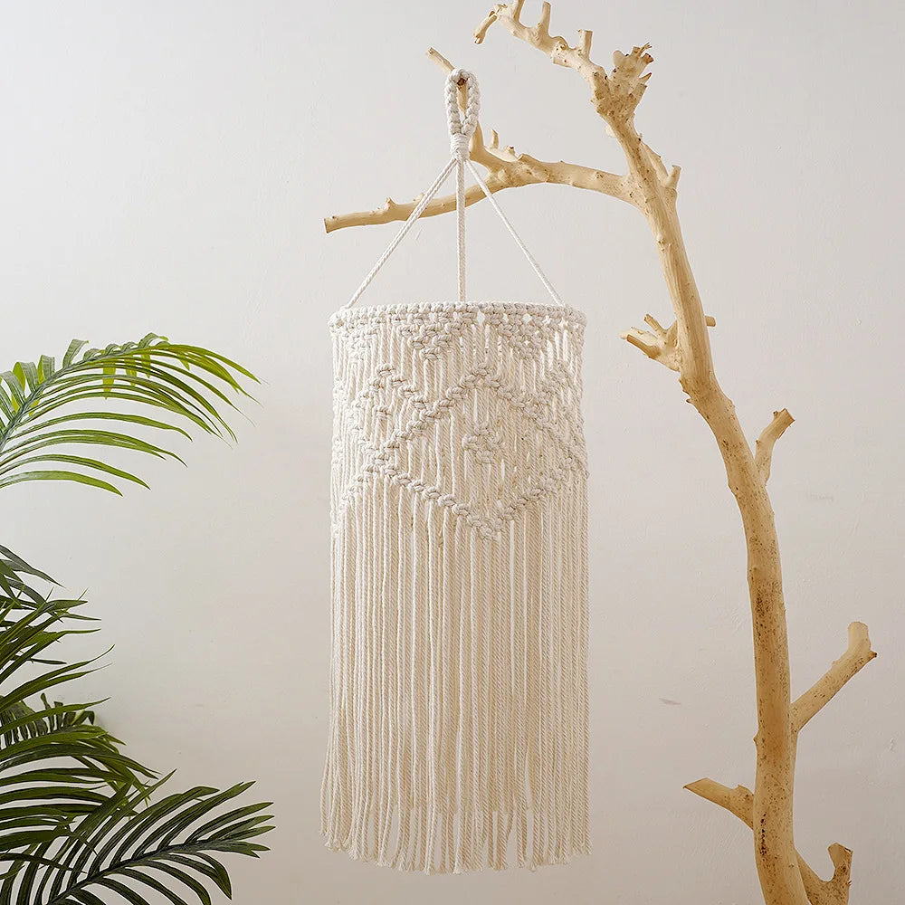 Washable Boho Decor Cotton Natural Rope Macrame Lampshade Frame