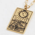 Women Stacking Jewelry18k Gold Plated Stainless Steel Tarop Card Square Pendant Charm Necklace