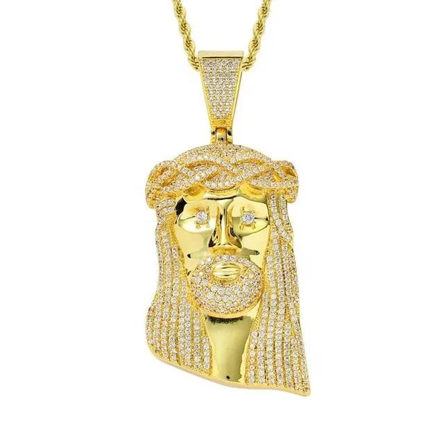 Customized 925 Sterling Silver + Moissanite Exquisite Jewelry Unique Christian Necklace with Jesus Head Pendant for Children