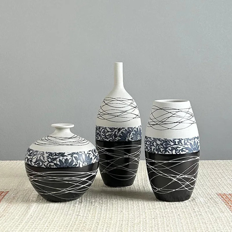 Modern Simple Crude Pottery Pot Rustic Design Style Living Room Decor Retro Desktop Vase Simulated Dried Ceramic Porcelain Vases