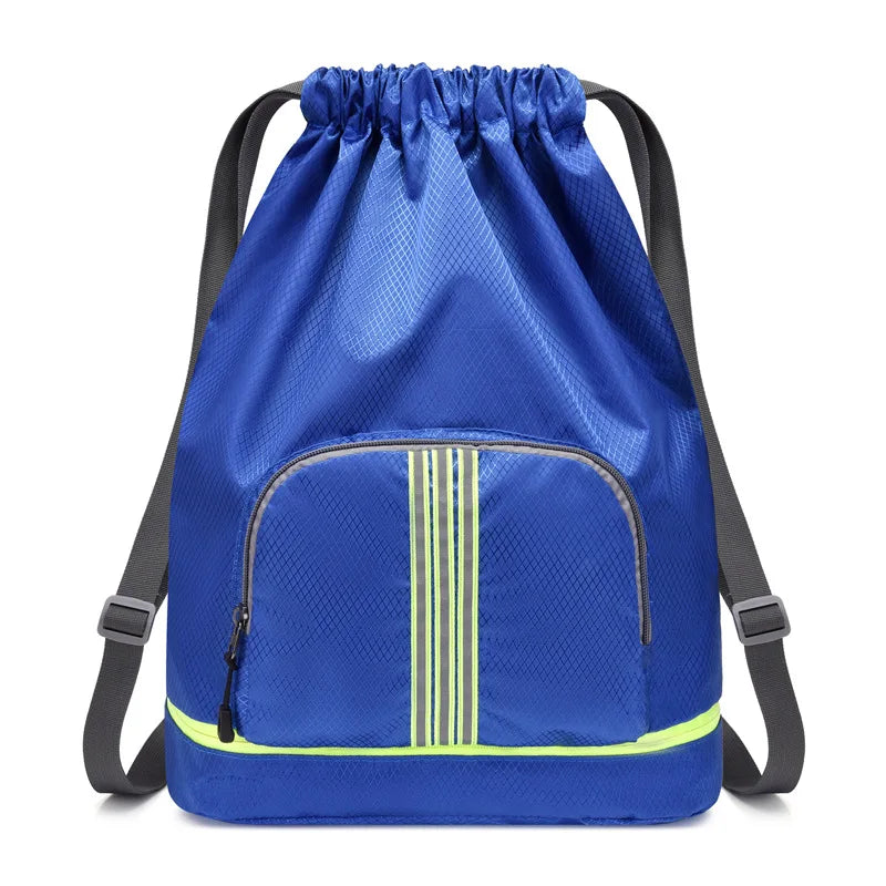 Custom Logo Sports Drawstring Backpack Swim Gym Bag with Wet-Proof Pocket and Shoe Compartment for Women and Men Bag