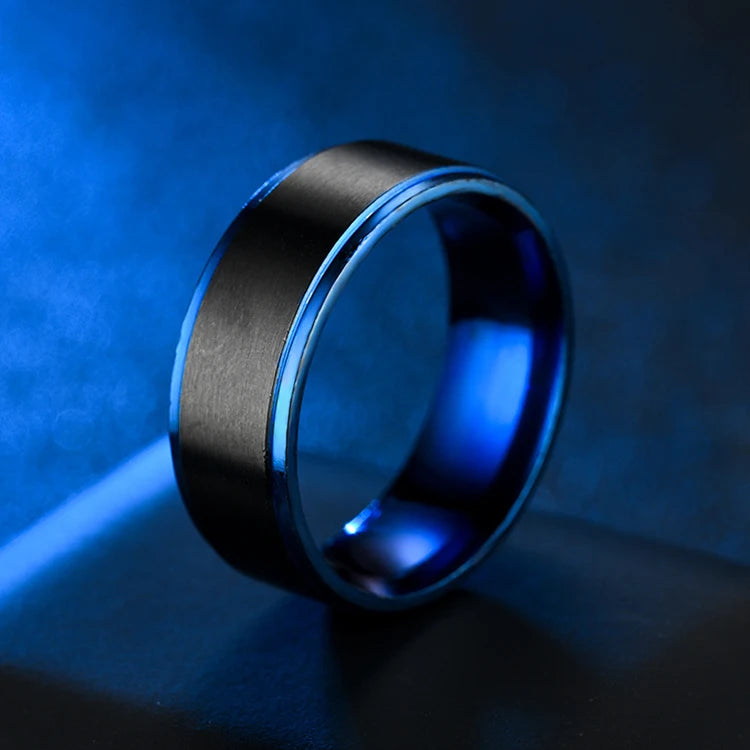 High-end Mens Gold Silver Black Tungsten Carbide Rings Aristocratic Trendy Stainless Steel Black Mens Jewelry Ring with Inlay