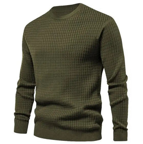 Wholesale Autumn Knit Shirt Tops Solid Color Small Checkered Loose Fit Round Neck Long Sleeved T-shirt
