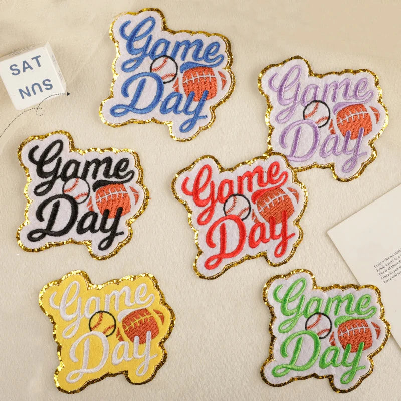 Fashion Glitter Ball Eco-Friendly Sustainable 3D Embroidery Game Day Iron-On PVC Patches for Hats