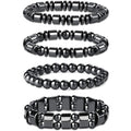Magnetite Beads Bracelet Hematite Couple Bangle Healing Energy Stone Fashion Gemstones Jewelry Accessories for Men Women Girls
