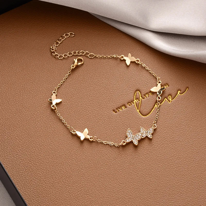 Japanese and Korean Light Luxury Fashion Diamond Bracelet High Design Simple Butterfly Bracelet