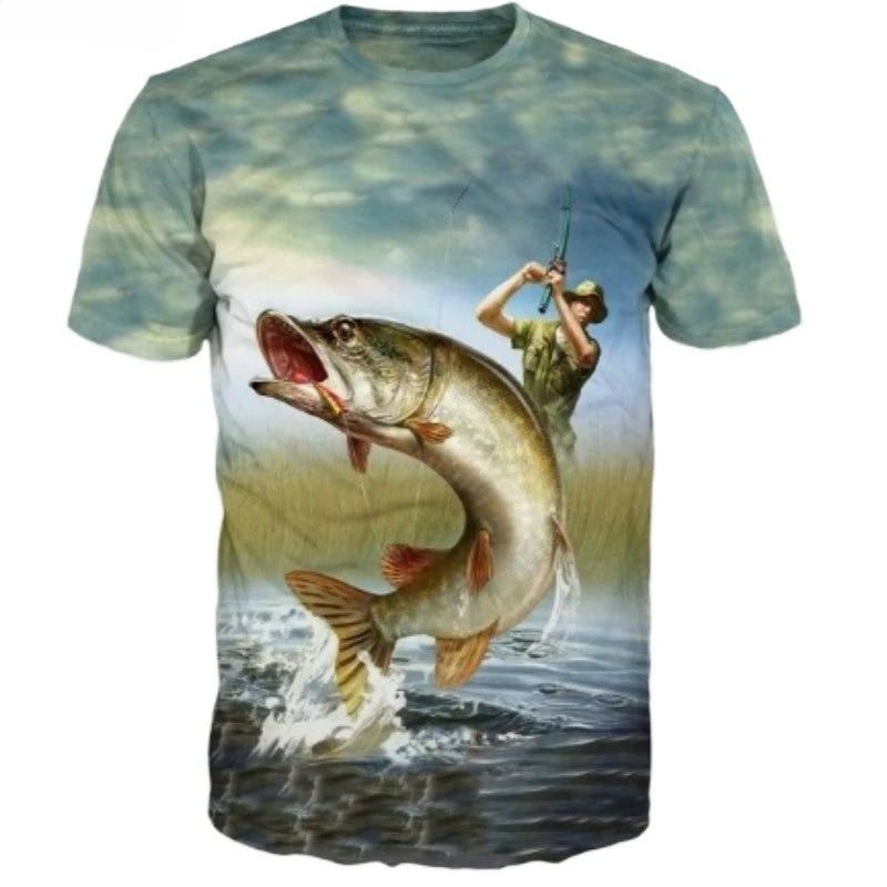 Fitspi Men's Women's 3d Fish Print T-shirt Casual Sports Breathable Home Short-sleeved Xxs-6xl Custom Wholesale