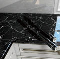 UDK Kitchen Foil Sticker Black Marble PVC Vinyl Film 60cm Wide Roll Waterproof Mould-Proof Peel & Stick Household Home Decor
