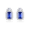 Hot Selling 925 Sterling Silver Sapphire Gemstone Women Vintage Purple Diamond Stud Earrings