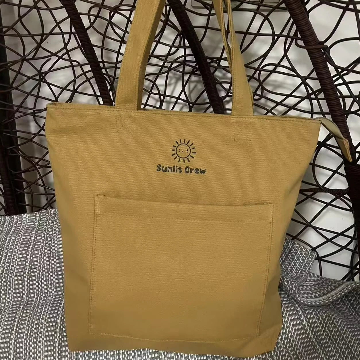 Customizable Heavy-Duty Strong Cotton Grocery Fabric Reusable Shopping Tote Bag with Pocket Customizable Canvas Tote Bags