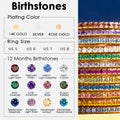Wholesale Fashion Ring Jewelry Stainless Steel Gold Plated Colored Birthstone Inlaid Hypoallergenic Ring for Women Birthday Gift