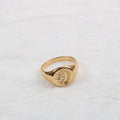 Fenny 18K Gold Plated Wholesale Stylish Round Smile Face Moon Star Zircon Seal Stainless Steel Finger Ring Trendy for Women