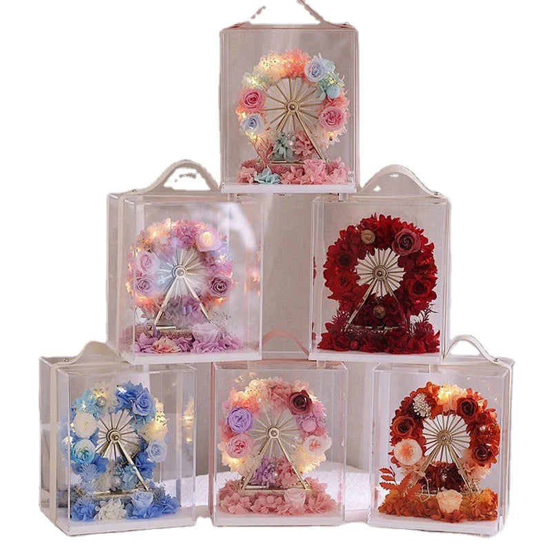 Valentine's Day Creative Christmas Gift Eternal Flower Ferris Wheel Gift Box Acrylic Eternal Rose