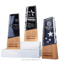 Wholesale Pujiang Factory Wooden Trophy Cup Crystal Custom Laser Engraving Sports Trophies and Medals With Wood Base