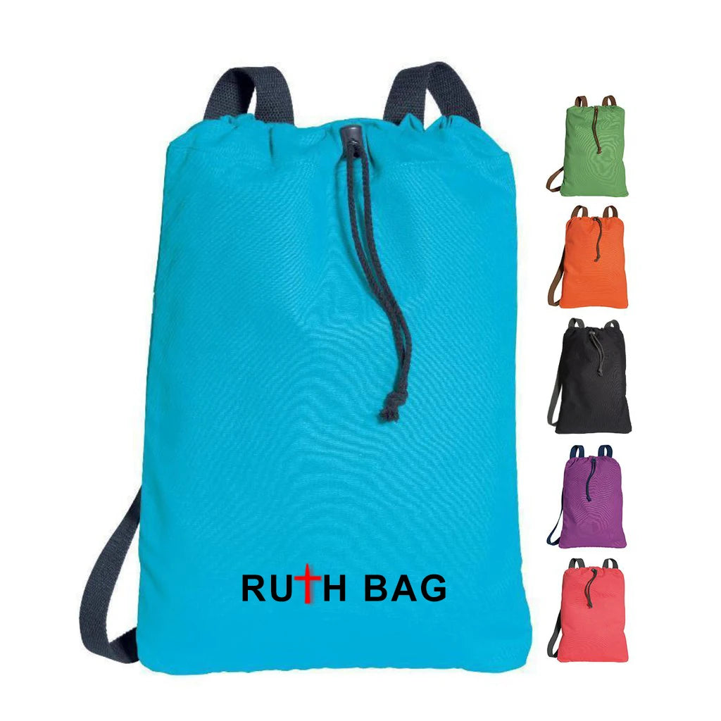 RUTH Eco-Friendly Punch Style Canvas Twill Drawstring Backpack Cotton Dust Tote Bag Corduroy Print Letter Pattern Shopping Bag