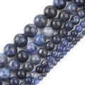 China Factory Sale 4/6/8/10/12MM Natural Blue White Sodalite Gemstone Round Loose Beads for Jewelry Making