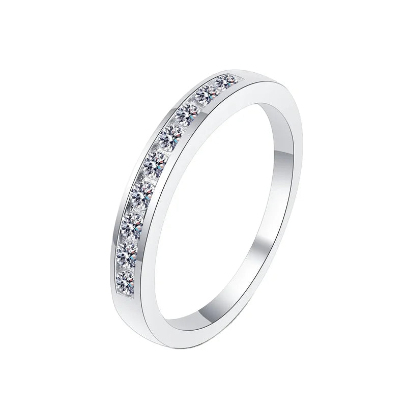 D Color VVS1 925 Sterling Silver 0.27CT Moissanite Wedding Ring Half Stackable for Women