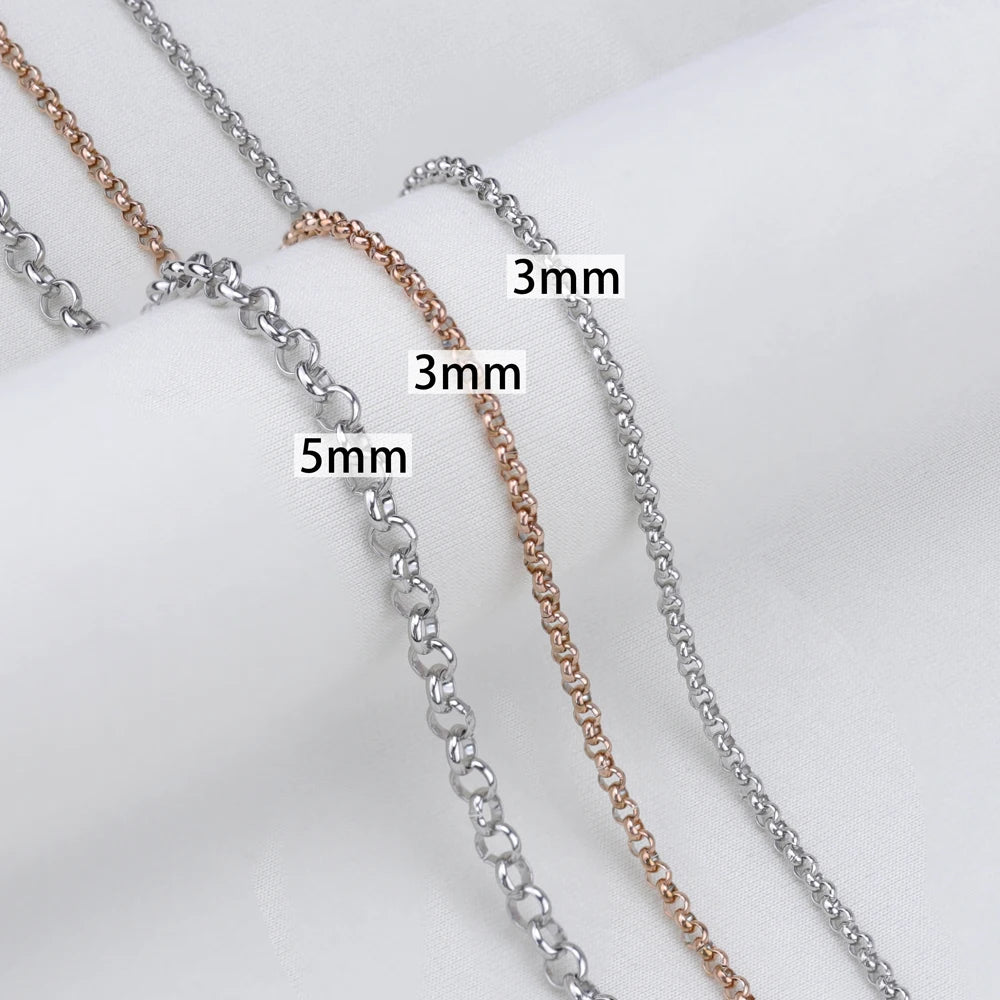 Wholesale Fashionable 3MM 5MM Stainless Steel Snake O Chain Necklace Trendy Link Chain with Silver Snake Pattern
