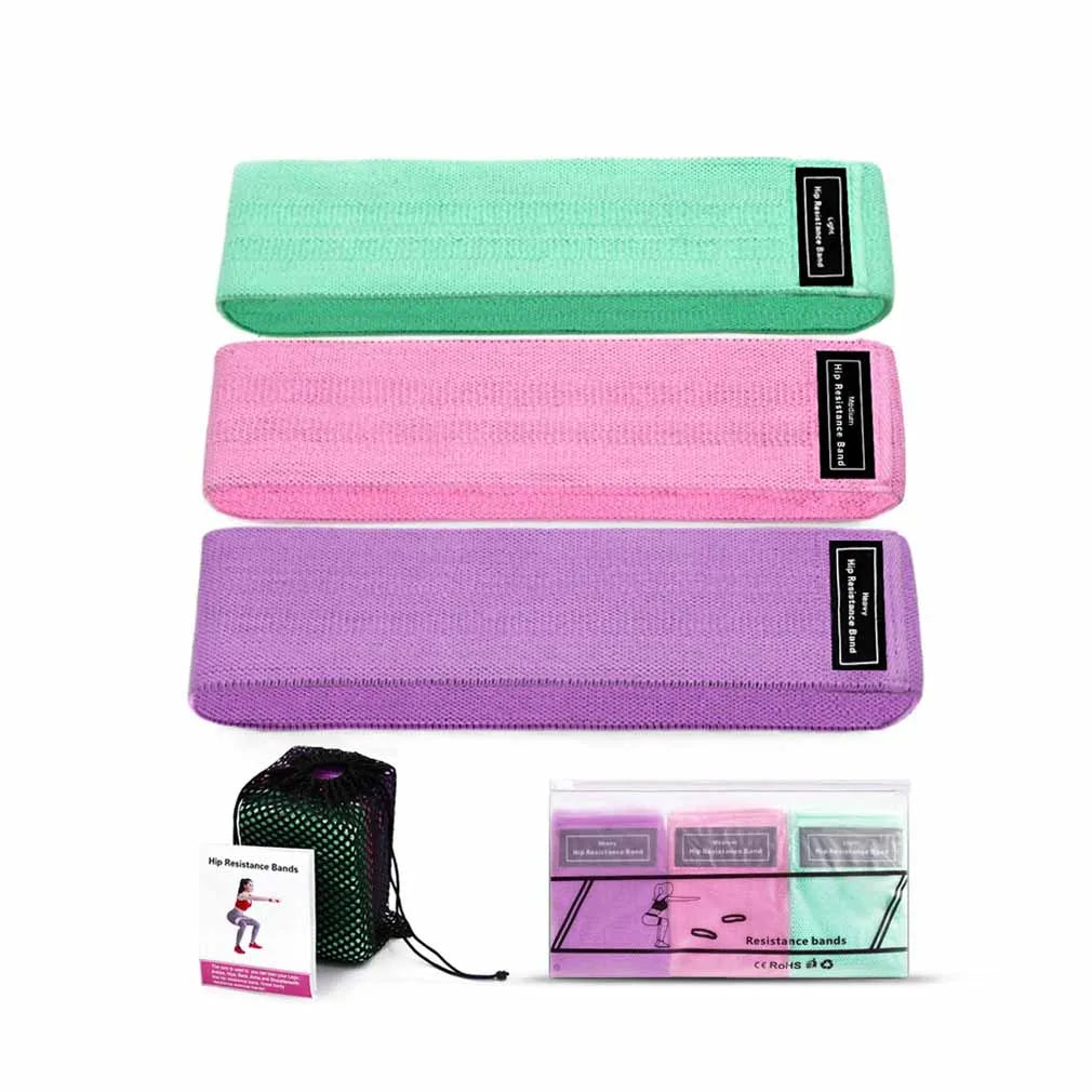 Custom Logo Gym Exercise Bands Set Non-Slip 3 Level Fabric Hip Glutes Resistance Booty Bands Made From Latex MegaBDM