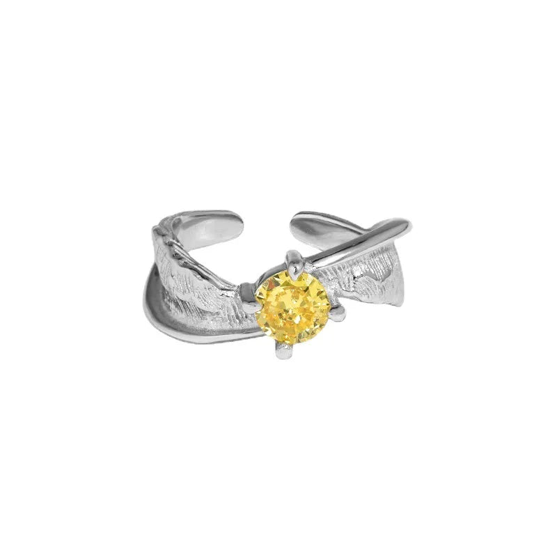 DEYIN  Fine Jewelry Silver 925 Wholesale Irregular Face Inlaid Zircon Texture 925 Sterling Silver Woman Open Rings Female