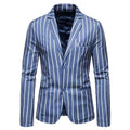 Spring Mens Vintage Leisure Blazers Lapel Collar Retro Jacket Patchwork Striped Coats Autumn Business Blazers Men Clothing