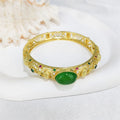 2024 New Arrivals Green Jade Jewelry Healing Crystal 18k Gold Plated Buddha Head Bangles Chalcedony Bracelets Women Jewelry