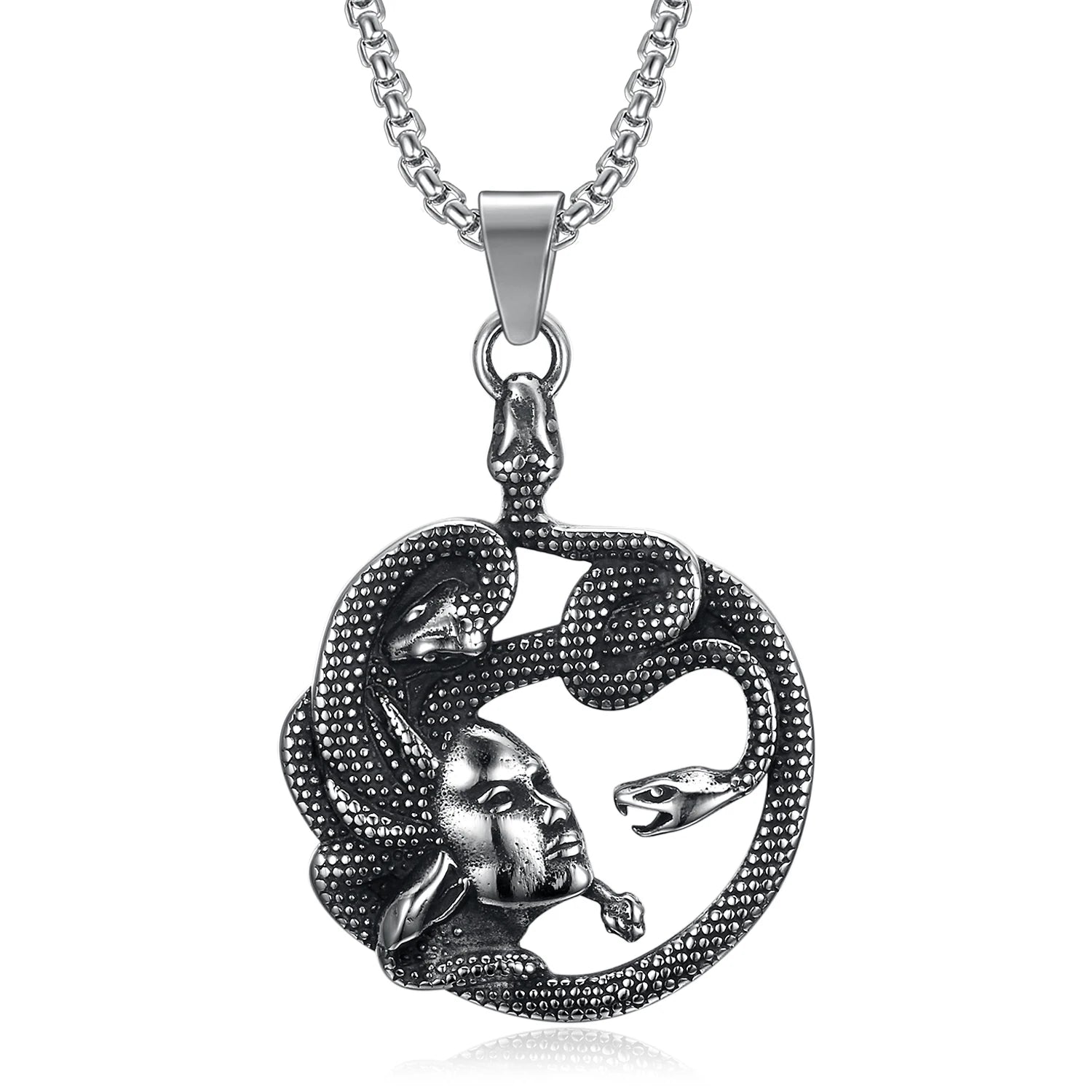 Wholesale Stainless Steel Animal Jewelry Ancient Greek Myth Snake Maiden Snake Women Pendant Necklace