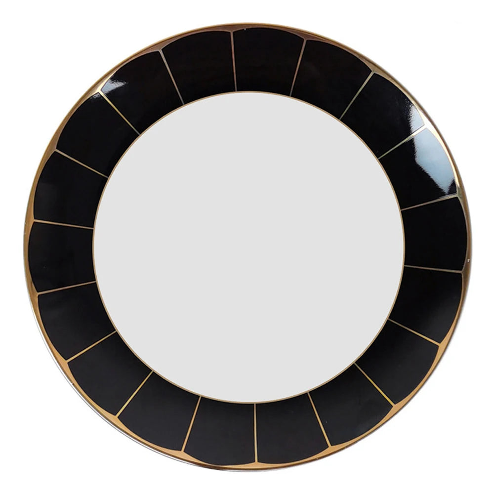 Black Gold Edge Charger Plate Dinnerware Set Luxury Vintage Modern Floral Bone China Plate Eco-Friendly Christmas Tableware