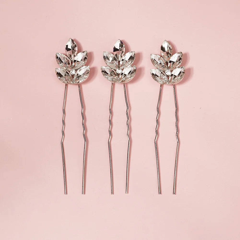 Wedding Party Rhinestone Bling Fashion Bridal Hair Clip Hair Pins(3 Pieces) Headpiece for Girls