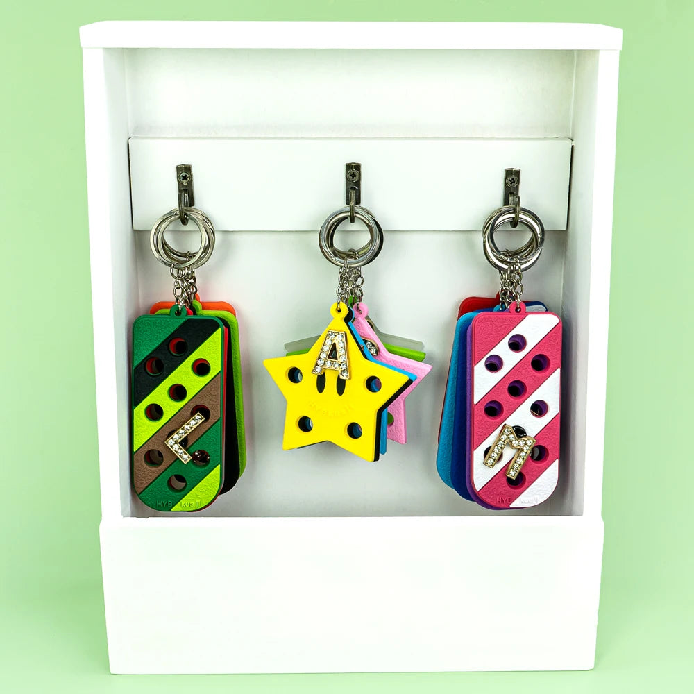Custom Star & Rectangle Keychain with Premium Metal Accents Luxurious Storage Keyring for Fashion & Promotional Keychains