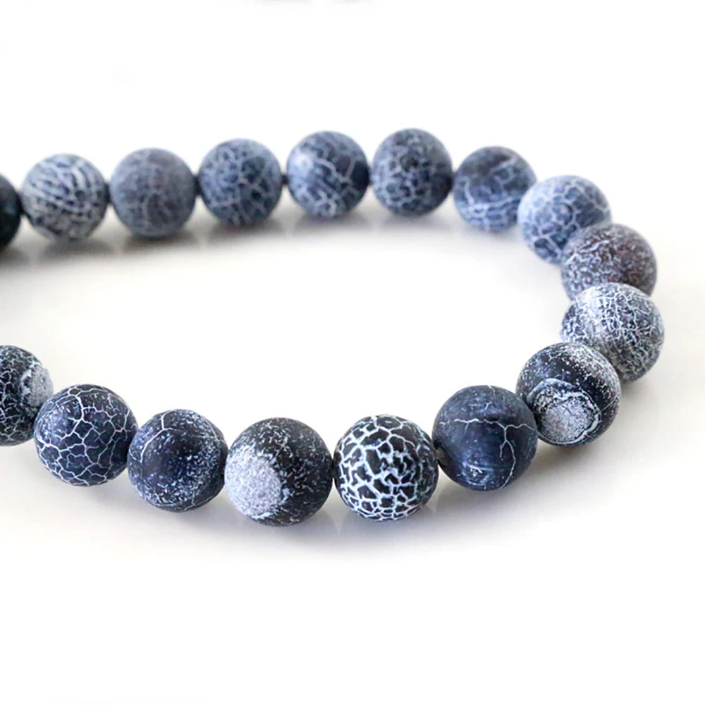 4mm 6mm 8mm 10mm Natural Volcanic Stone Navy White Stone Round Beads for Jewelry Making Wholesale and Retail