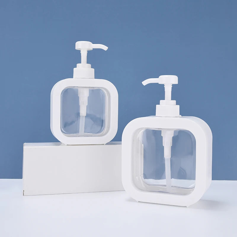 Luxury PETG 300ml 500ml Empty Packaging PET square Plastic Lotion Bottle with Shell