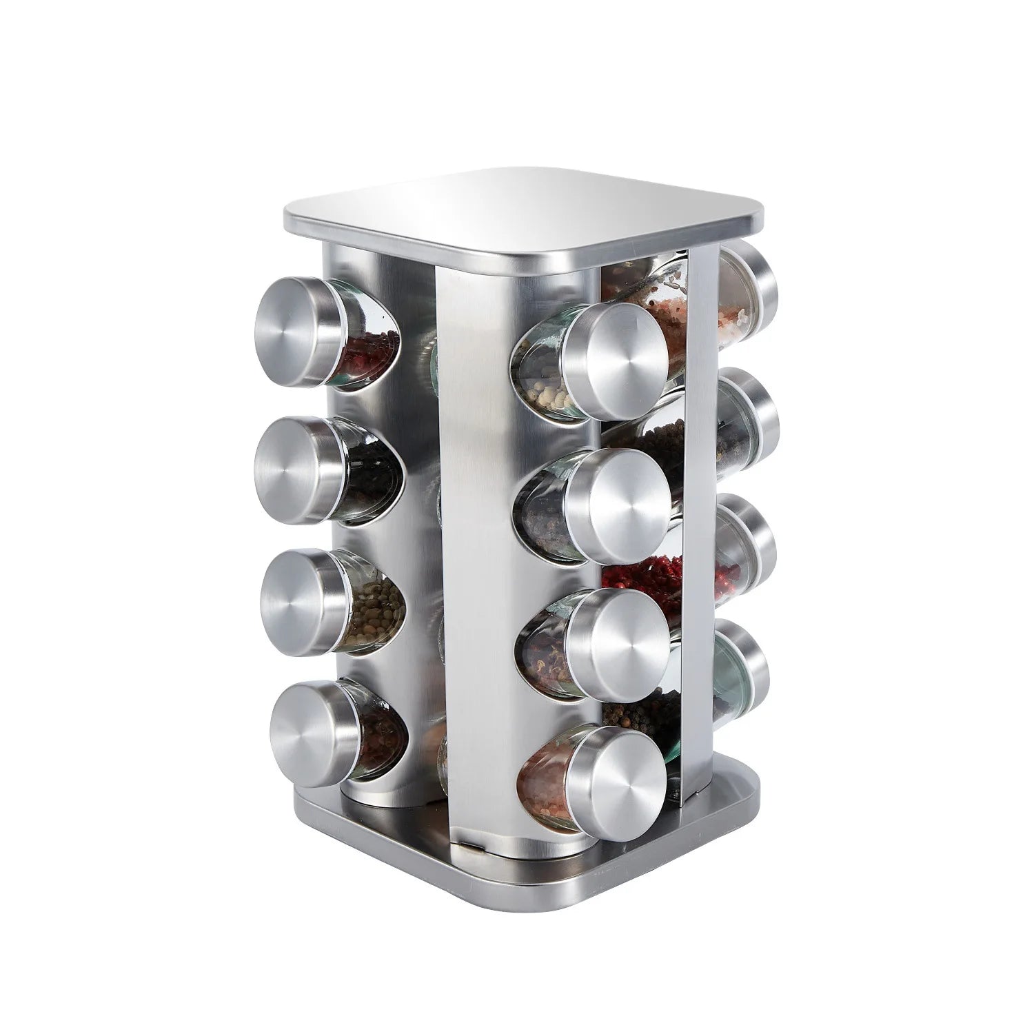 Lazy Susan Rotating Spice Rack Jars Seasoning Organizer Kitchen Spice Jar Rack Set Revolving Stainless Steel Spice Organizer
