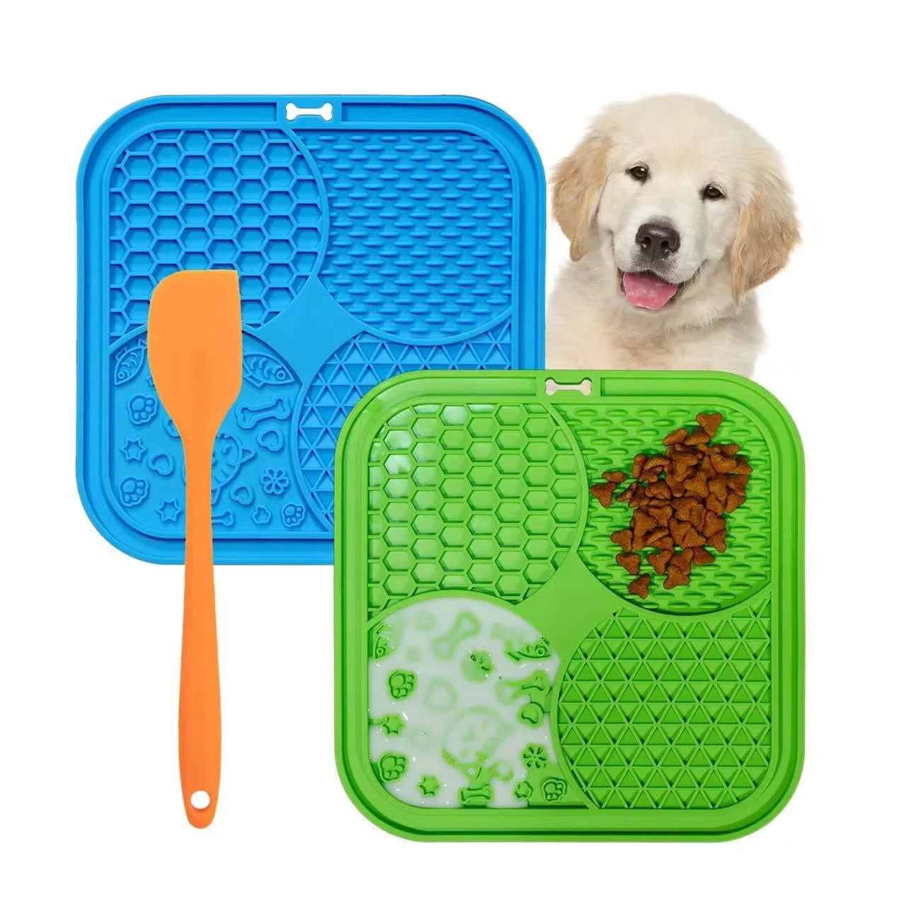 Custom 20*20 Cm Cute Slow Feeder Silicone Suction Cat Pet Licking Pad Mat Dog Lick Mat With Suction Cups Spatula for Dogs