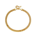 Titanium Steel 8mm Twist Wide Woven Bracelets 18k Gold Plated Stainless Steel Classic Grid Necklace Set YF3267