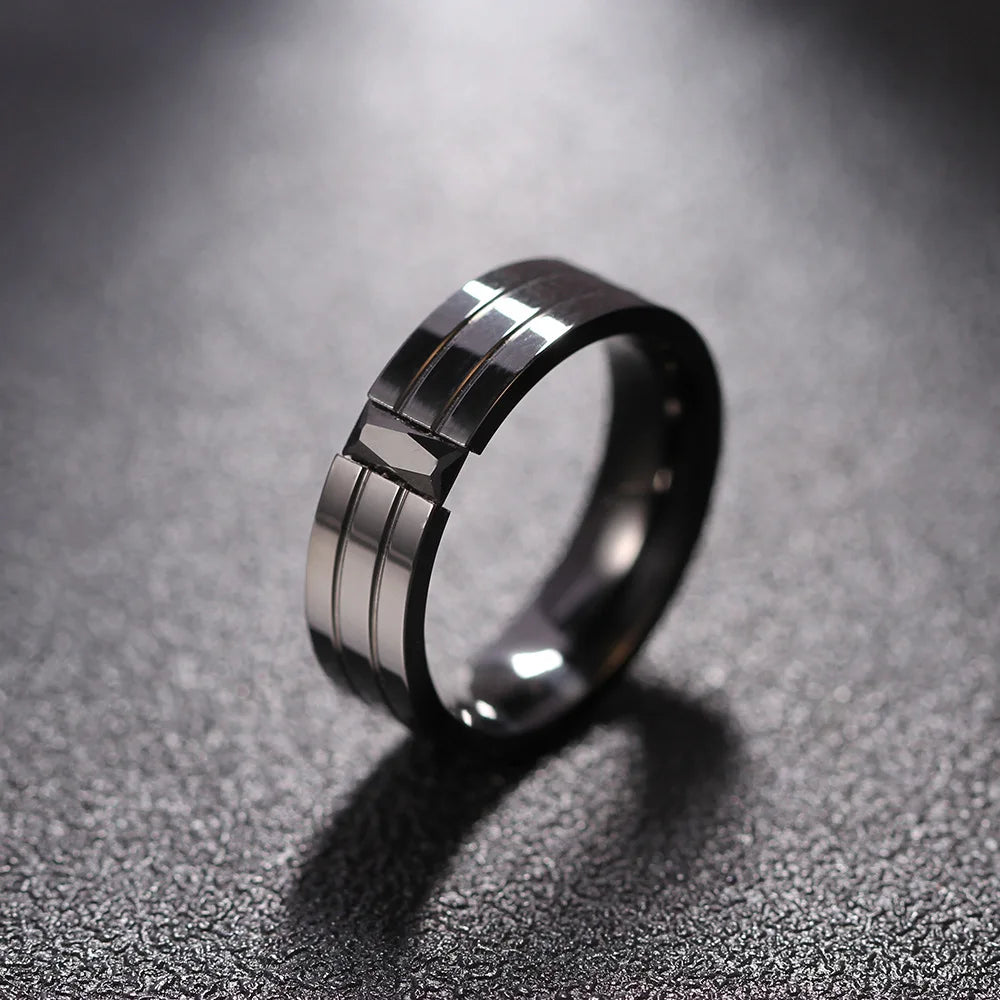 2025 Zhongzhe Valentine's Day Personality Diamond Stainless Steel Black Gun Plated Men's Black Zircon Minimalist Fashion Ring