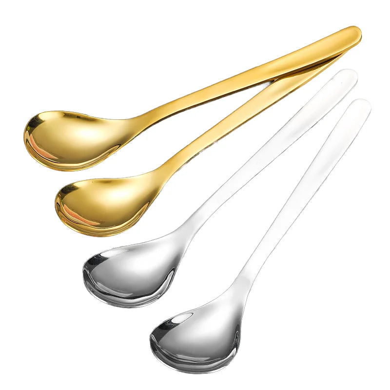 Creative Square Head Stainless Steel Spoon Mirror Polished Gold Silver Dessert Spoon for Ice Cream Cake Coffee Mixing