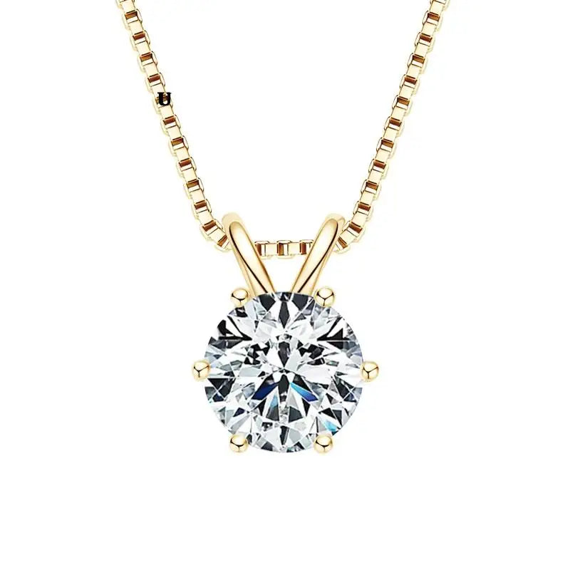 Colares De Prata Moissanite 1ct 2ct 3ct Round Gold Plated 925 Sterling Silver VVS Moissanite Pendant Necklace Jewelry