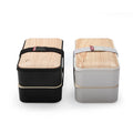 Kids Adults Reusable Dual Layer Plastic Wooden Bento Box Office School Lunch Container with Food Storage for School Office Use