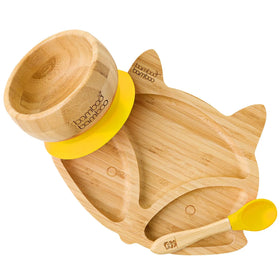 Cute Fox Tableware Bamboo Does Not Contain BPA Babies Learn to Eat Bamboo Baby Plate