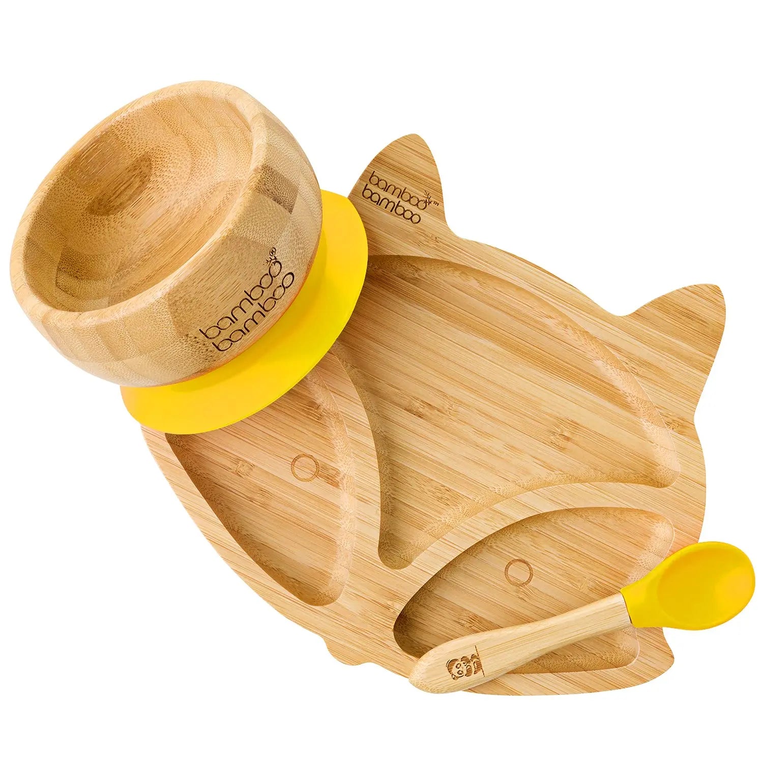 Cute Fox Tableware Bamboo Does Not Contain BPA Babies Learn to Eat Bamboo Baby Plate