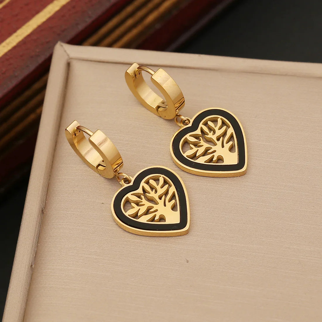 Nabest PVD Stainless Steel Drop Oil Hypoallergenic Earring Women Moon Tree Flower Charm Dangle Earrings Jewelry
