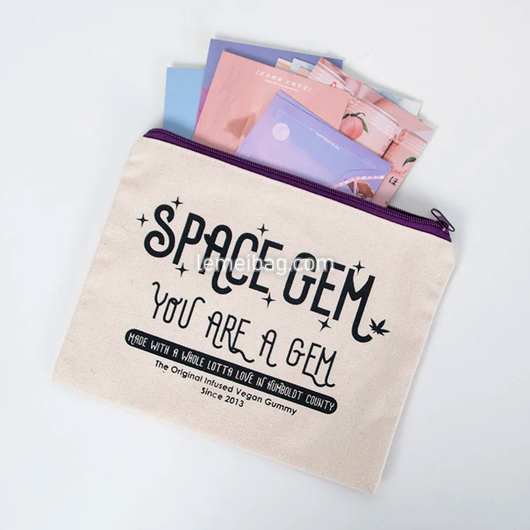Wholesale Custom Logo Blank Plain Toiletry Pouch Canvas Makeup Bag Cotton Cosmetic Bags