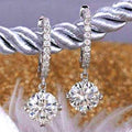 CAOSHI OEM Trendy Dazzling Round Cubic Zirconia Hanging Earrings for Engagement Wedding Silver Plated CZ Drop Earrings for Women
