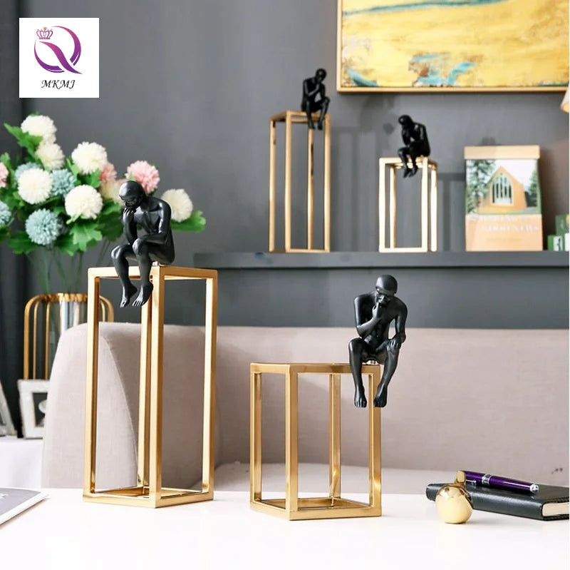 Nordic Creative Home Soft Decorations Ornaments Thinkers Figure Sculpture Book Holder Statue Ornaments Study Room Crafts